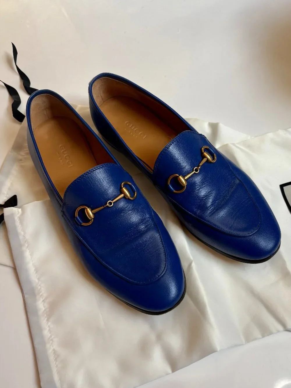 Classic Gucci Jordaan Horsebit Cobalt Leather Loafers
